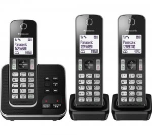 Image of Panasonic KX-TGD323EB Cordless Phone With Answering Machine Triple Handsets