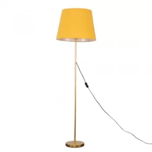 Image of Charlie Gold Floor Lamp with XL Mustard Aspen Shade