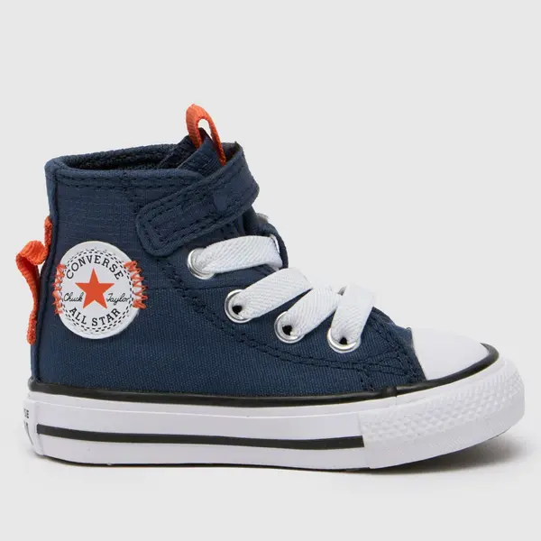 Converse navy all star hi 1v Boys Toddler trainers Navy Blue/Orange UK 4