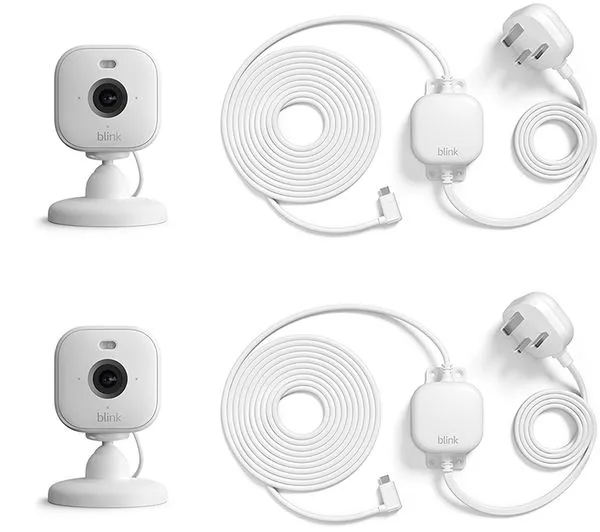 Image of BLINK Mini 2 Full HD 1080p WiFi Security Camera with Weather Resistant Adapter - White, Twin Pack, White 5056489782321