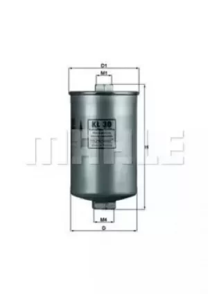 image of Fuel Filter KL30 79655440 by MAHLE Original