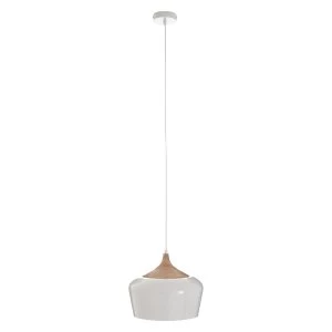 image of Premier Housewares Blayne Pendant - Light Metal/White Wood