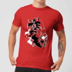 Image of Marvel Knights Daredevil Layered Faces Mens T-Shirt - Red - L