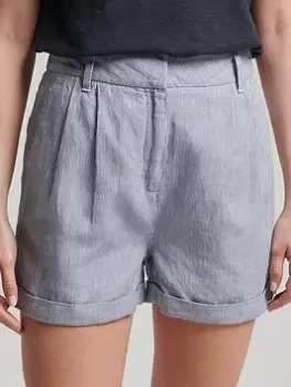 Image of Superdry Studios Linen Short - Navy, Size 10, Women
