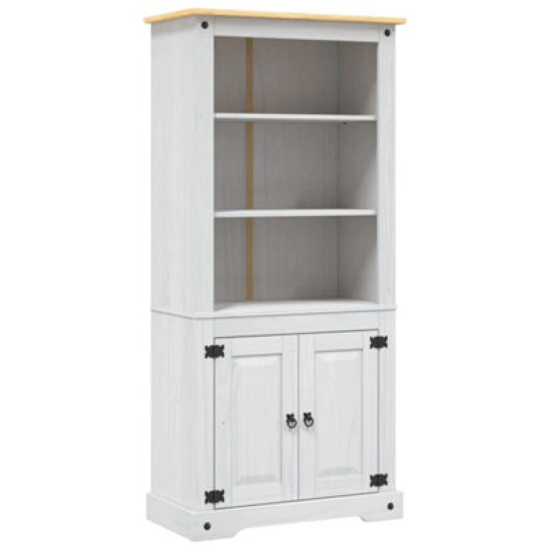 Image of vidaXL Cupboard Mexican Pine Corona Range White Sideboard Bookcase Cabinet