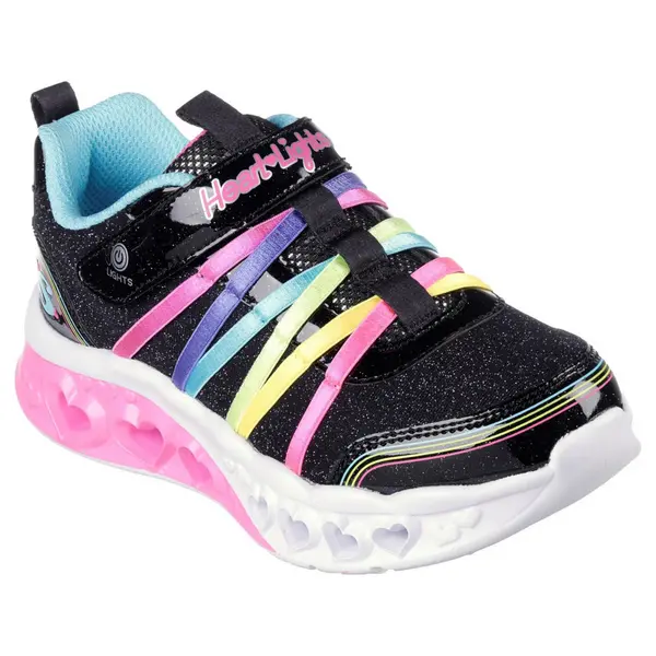 Image of Skechers Girls Flutter Heart Lights Rainbow Bestie Trainers UK Size 10.5 (EU 28)