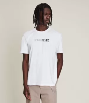 Image of AllSaints Mens Nova Crew T-Shirt, Optic White, Size: M