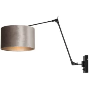 image of Sienna Prestige Chic Wall Lamp with Shade Matt Black, Zinc Taupe