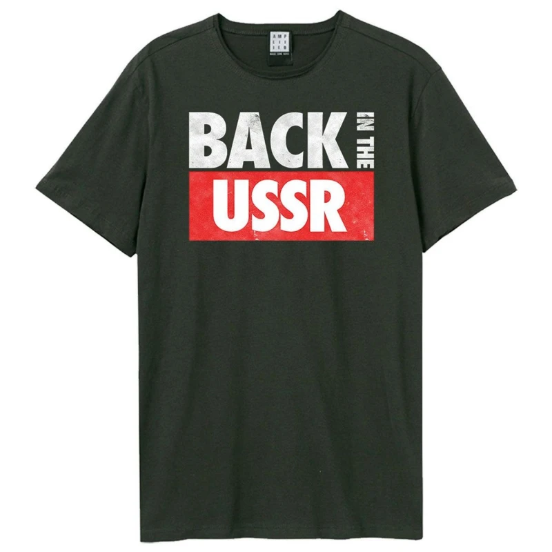 Image of Amplified Amplified Men Back In The Ussr The Beatles T-Shirt in Charcoal Size: X-Small Charcoal XS Male 5063703714068