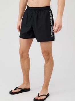 image of Emporio Armani EA7 Silver Logo Swim Shorts Black Size L Men