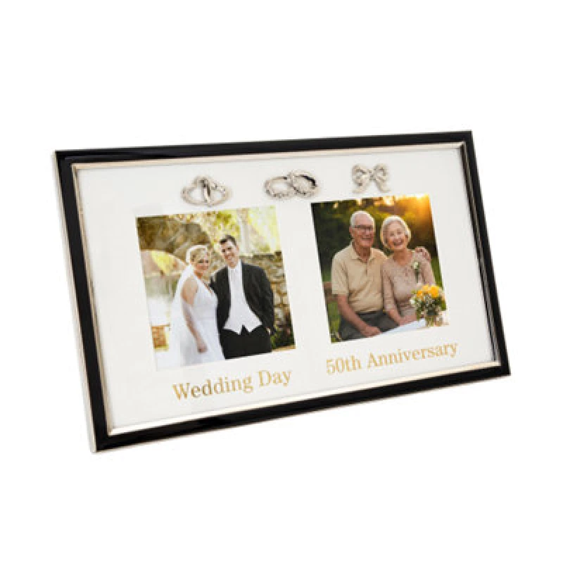 Image of Happy Homewares 50Th Anniversary & Wedding Frame With Silver & Black Icons