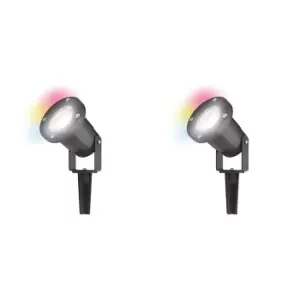 Image of 4lite Smart Connected by WiZ LED Outdoor Spike Light Twin Pack, Graphite