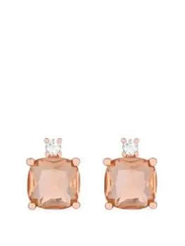 image of Mood Rose Gold Light Peach Cushion Drop Earrings