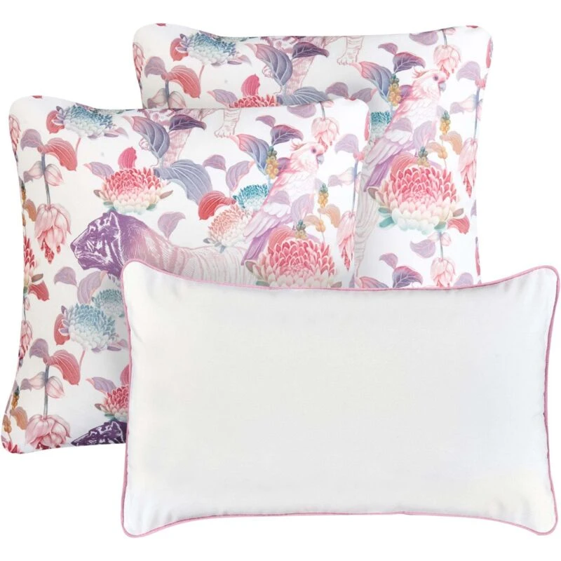 Image of Beliani Set Of 3 Outdoor Cushions Vivid Floral Pattern Multicolour
