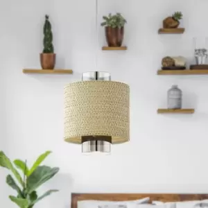 image of EGLO Mediouna Seagrass Pendant Light