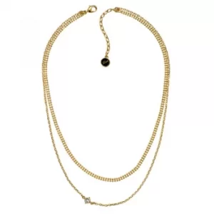 image of Ladies Karl Lagerfeld Gold Plated Layered Mixed Chain Charm Necklace