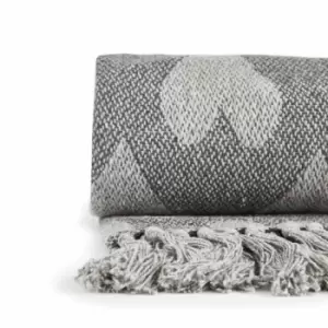 Image of Emma Barclay Heart Recycled Cotton Throw 50 x 60" Charcoal