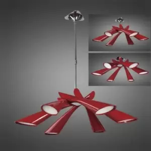Image of Pop Convertible Pendant / Semi Ceiling Light 6 Bulbs E27, brilliant red / white arylic / polished chrome