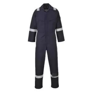 image of Biz Flame Mens Aberdeen Flame Resistant Antistatic Coverall Navy Blue 2XL 32"