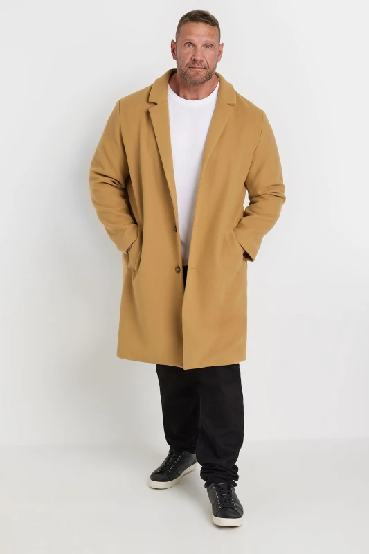 Image of BadRhino Collar Design Formal Overcoat Light Brown
