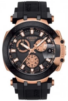 Tissot Mens T-Race Quartz Chrono Black Dial Gold Plated Watch