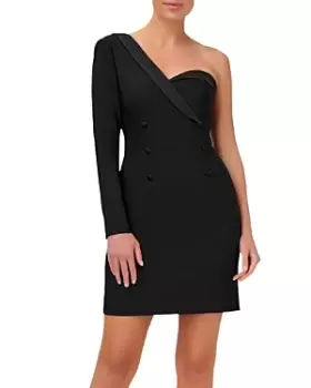 Image of Aidan by Aidan Mattox One Shoulder Tuxedo Dress