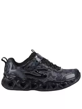 Image of Skechers Heart Lights Trainer, Black, Size 11.5 Younger