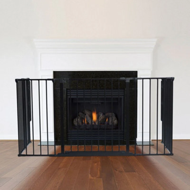 Image of Safetots Multi Panel Fire Surround, 71Cm Deep X 138Cm Wide, Black, 70Cm Tall, Child And Pet Safety, Baby And Toddler Fire Guard