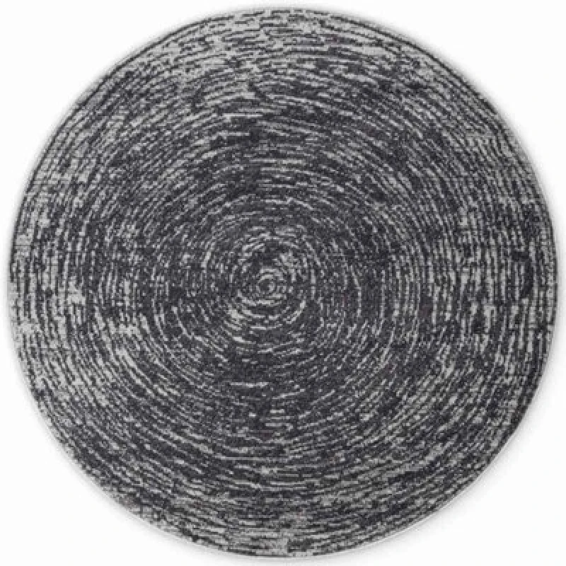 Image of The Rugs Gloria Round Rug Cavallo Abstract Short Pile Polypropylene 9mm In Dark Grey