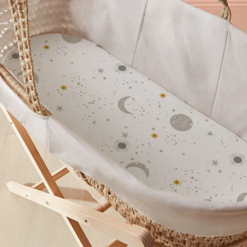 Image of Silentnight Safe Nights Moses Basket Fitted Sheets (Pack Of 2)