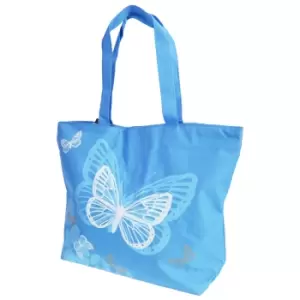 Image of FLOSO Womens/Ladies Floral Butterfly Design Handbag (One Size) (Blue)