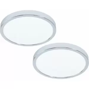 Image of 2 pack Wall Flush Ceiling Light Colour Chrome Shade Round White Plastic LED 20W