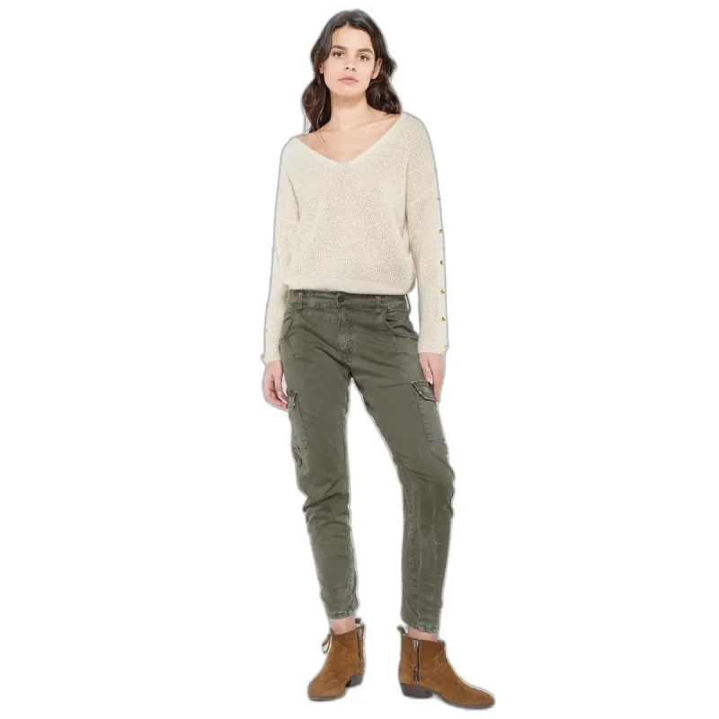 Image of Le Temps des cerises Womens 7/8 cargo Trousers Le Temps des cerises Rivera Vert Female 27