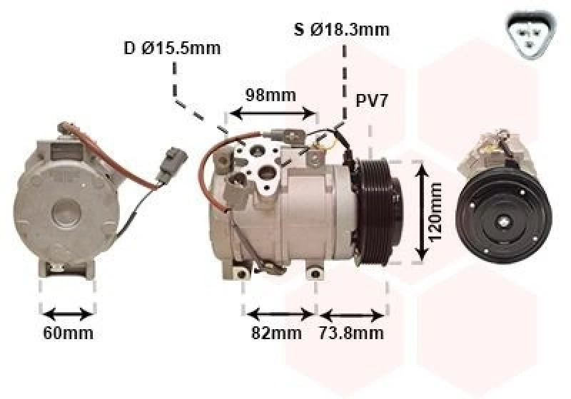 Image of VAN WEZEL Air conditioning compressor VAN WEZEL 5300K726