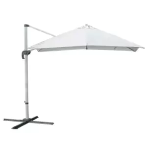 image of Outsunny Square 3M Patio Parasol Offset Cantilever Sun Umbrella Rotation - White