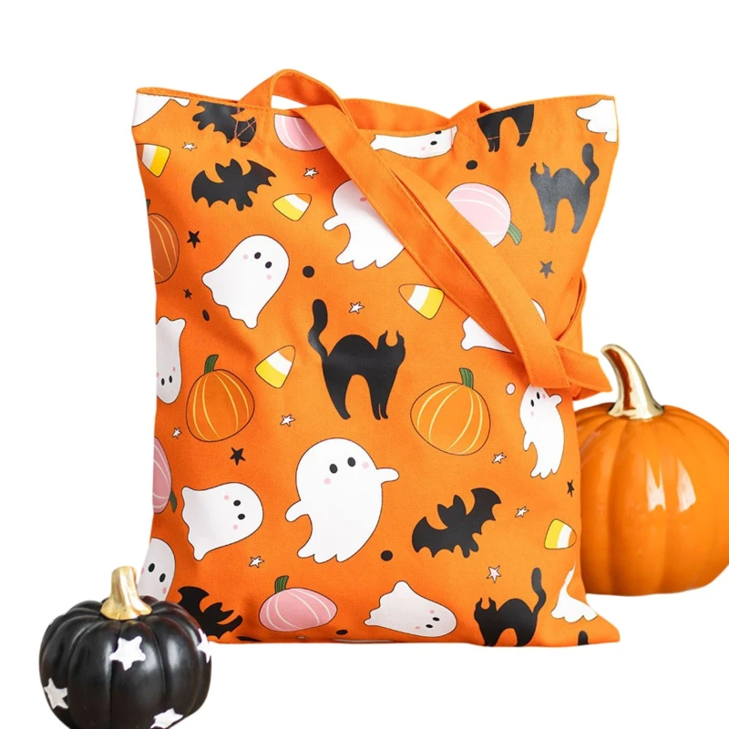 Image of Something Different Womens Sweet & Spooky Ghost Polycotton Tote Bag in Orange Orange Female One Size