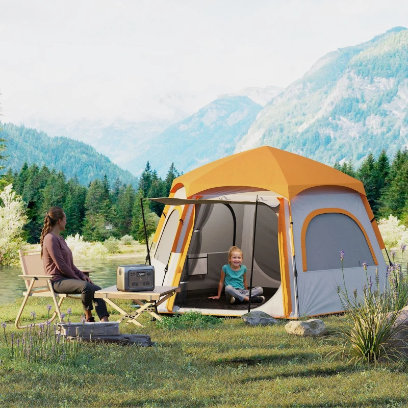 Image of OUTSUNNY Instant Camping Tent, 4 Person Easy Setup Dome Tent in Light Grey Light Grey Unisex