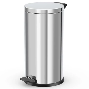 Image of Pedal Bin Solid L 18L Stainless Steel with Galvanized Inner Bin - Silver - Hailo