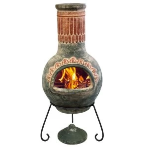 image of Gardeco Plumas Large Mexican Clay Chiminea - Green