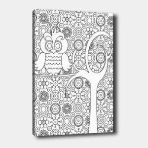 Image of MANDALA01 White Black Decorative Canvas Painting