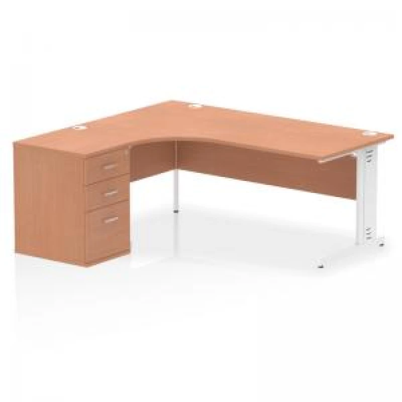 Image of Dynamic Office Solutions Impulse 1800mm Cable Managed Left Crescent Desk Workstation I004112