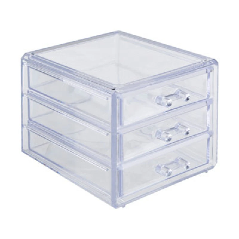 Image of Premier Housewares Beauty 3 Drawer Cosmetics Organiser Clear unisex