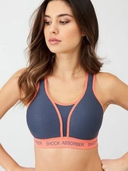 Image of Shock Absorber Ultimate Run Bra Padded, Grey/Coral, Size 38B, Women