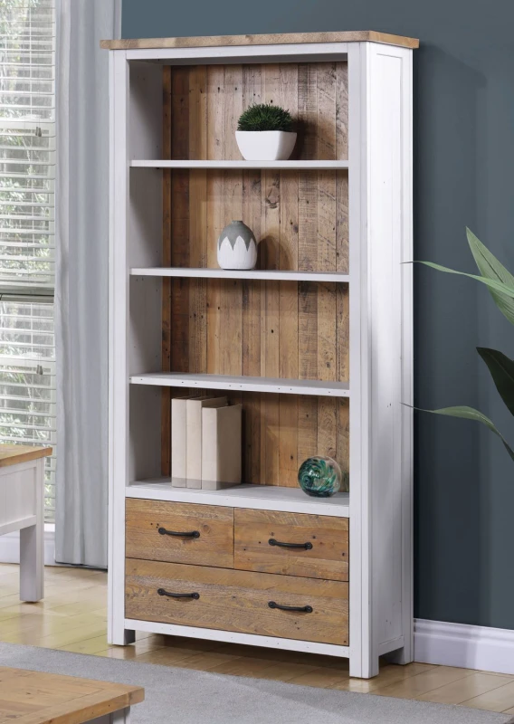 Image of Baumhaus Splash of White - Large Open Bookcase with Drawers White Unisex