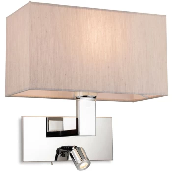 image of Firstlight - Raffles Wall Lamp with Adjustable Switched Reading Light Chrome with Oyster Shade