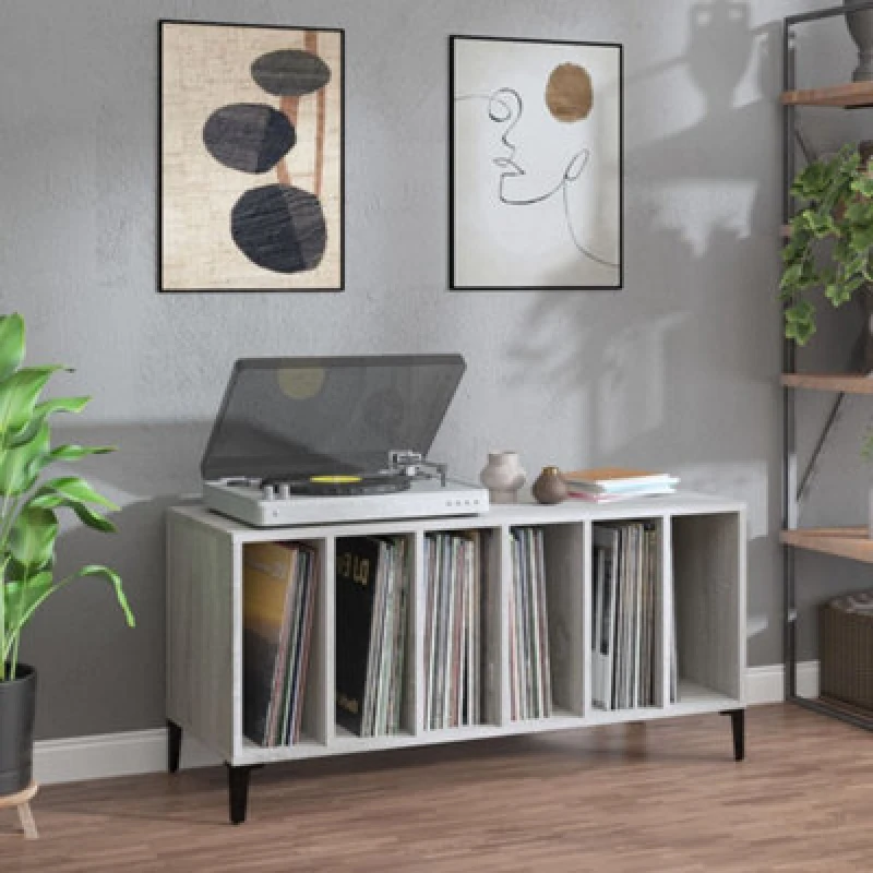 Image of VIDAXL Record Cabinet Grey Sonoma 100x38x48cm Engineered Wood Vidaxl 8720845878931