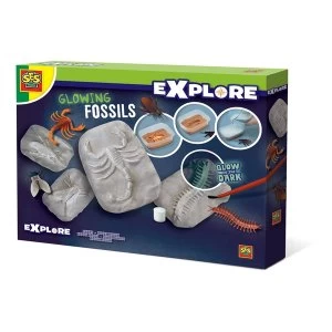 image of SES Creative - Childrens Explore Glow-in-the-Dark Glowing Fossils Playset (Multi-colour)