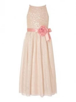 image of Monsoon Girls Truth Sequin Maxi Dress - Champagne, Champagne, Size 3 Years, Women