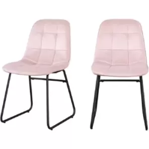 Image of Lukas Chair Pink Dining Chair x2 Velvet Fabric Priced per Pair