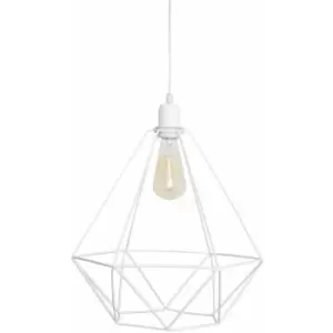 image of Helam Karo Wire Frame Pendant Ceiling Light White 35cm